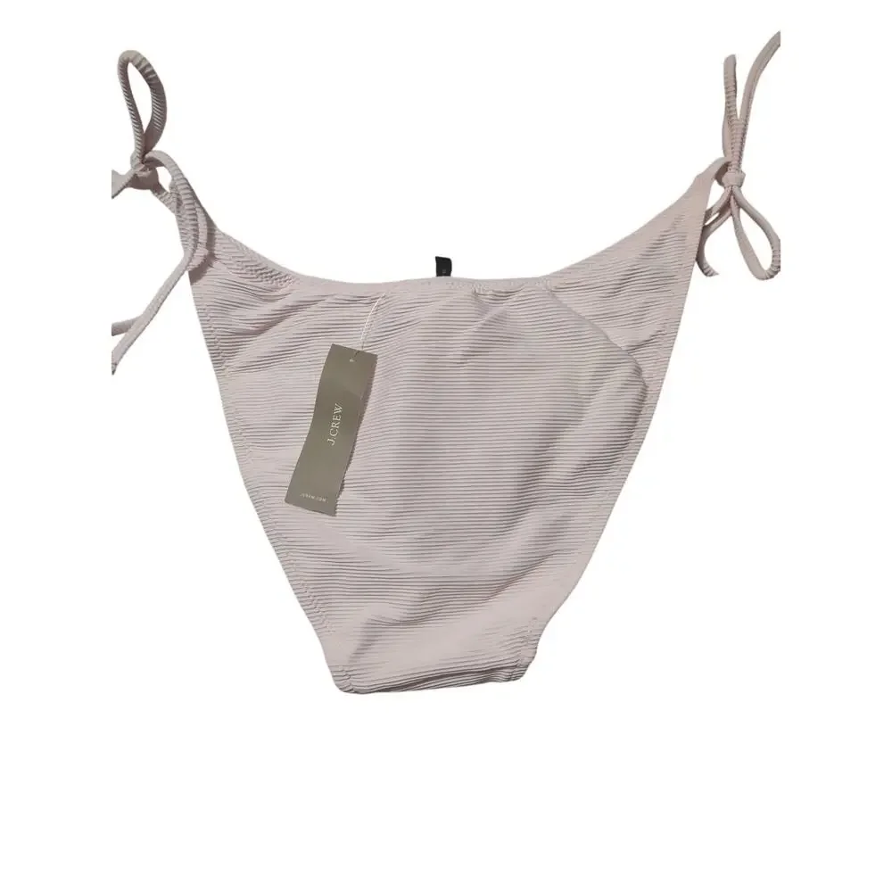 J. Crew Curved Waist Ribbed Cheeky String Bikini Bottom Medium Baby‎ Pink Beach